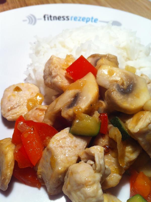 Hähnchen-Gemüse-Mix mit Reis