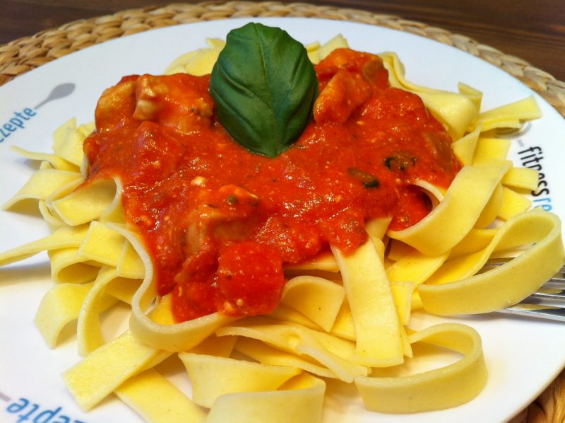 Die leckere low fat Pasta mit der sahnigen Tomatensauce